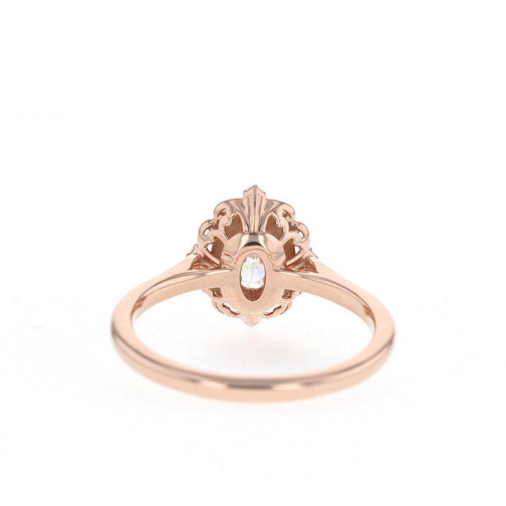 0.84CT Oval Moissanite Vintage Diamond Engagement Ring