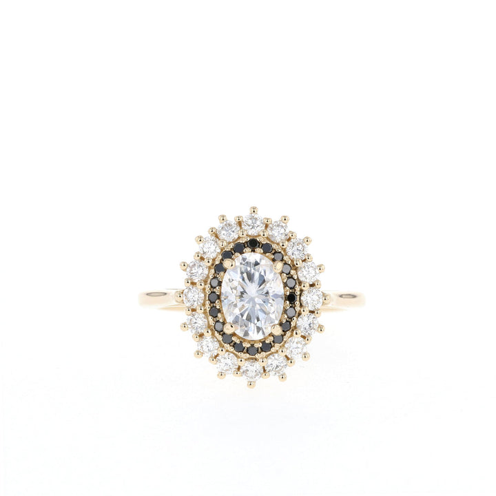 0.75CT Oval Moissanite Double Halo Diamond Engagement Ring