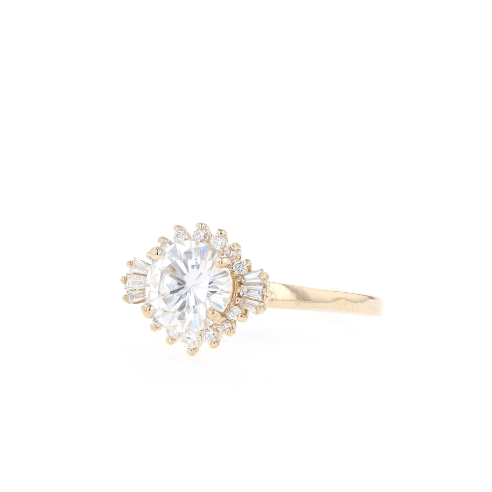 1.05CT Round Moissanite Cluster Diamond Engagement Ring
