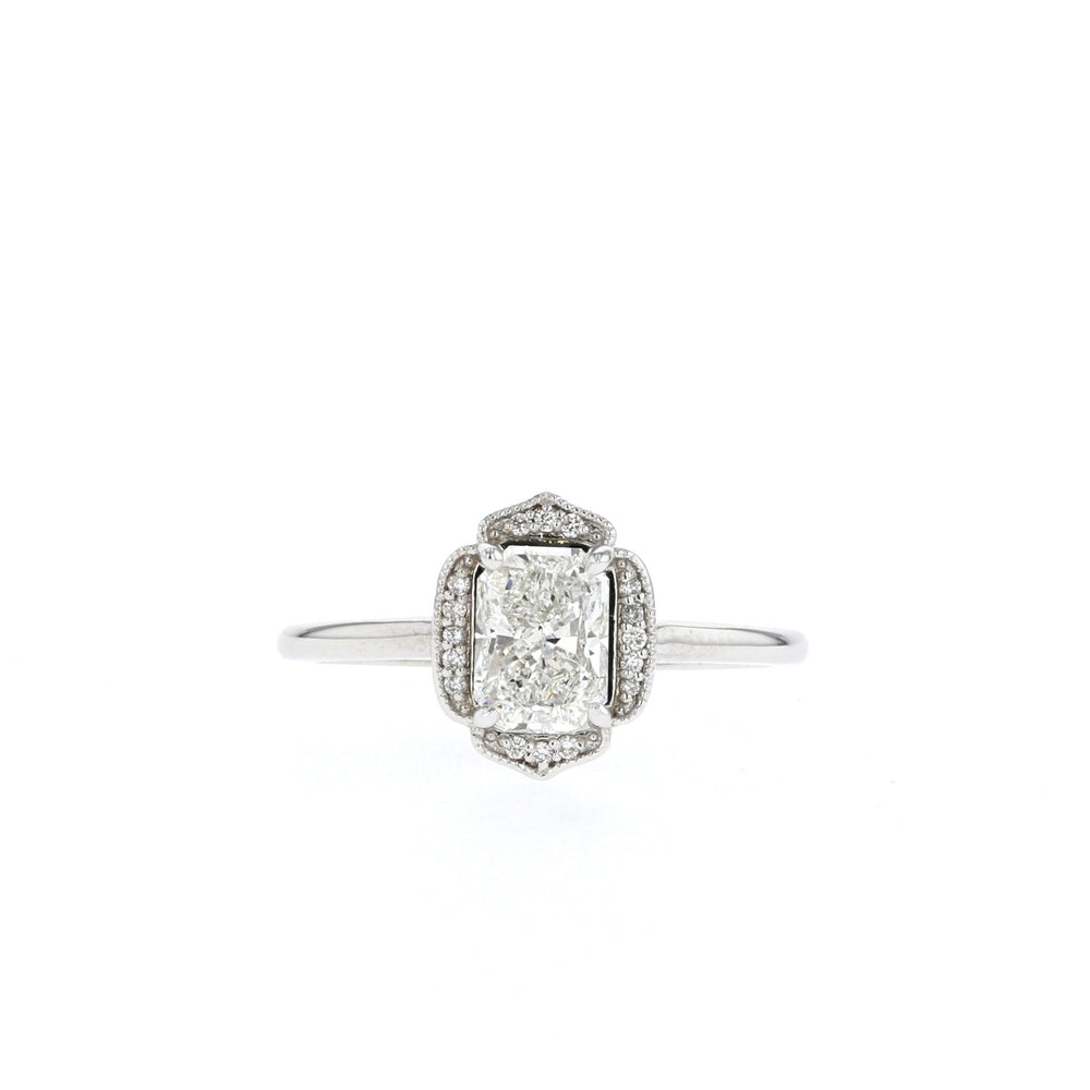 2.0CT Emerald Cut Moissanite Vintage Cluster Diamond Engagement Ring