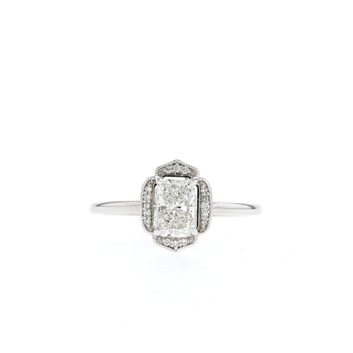 2.0CT Emerald Cut Moissanite Vintage Cluster Diamond Engagement Ring