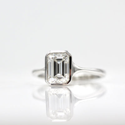 1.7ct Emerald Cut Solitaire Moissanite Diamond Engagement Ring