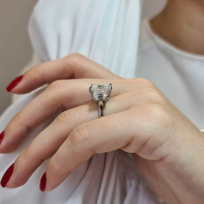 7.2CT Radiant Diamond Three Stone Moissanite Engagement Ring