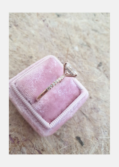 1.50ct Oval Cut Moissanite Diamond Hidden Halo Engagement Ring