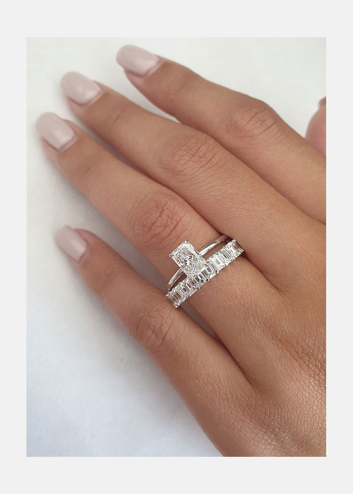 1.0ct Radiant Cut Moissanite Solitaire Diamond Engagement Ring