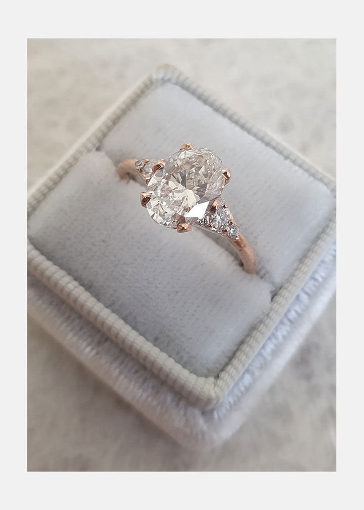 1.50ct Oval Cut Moissanite Diamond Three Stone Engagement Ring