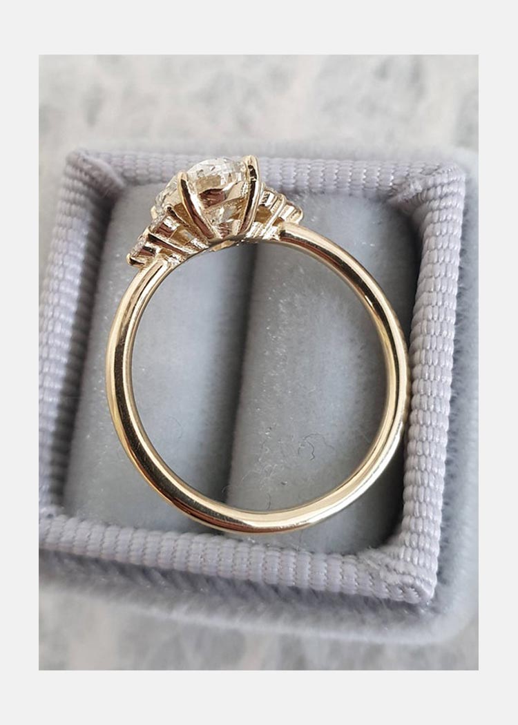 Pear Cut Cluster Moissanite Diamond Engagement Ring in 14K Yellow Gold