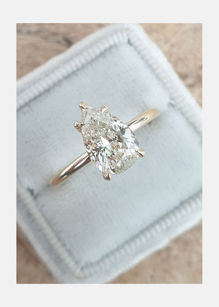 1.31ct Pear Cut Solitaire Moissanite Diamond Engagement Ring