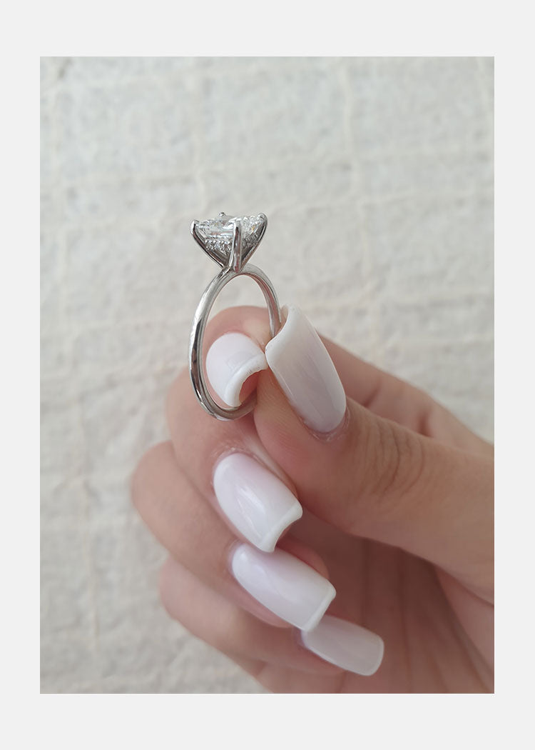 1.0ct Princess Cut Hidden Halo Diamond 14K White Gold Engagement Ring