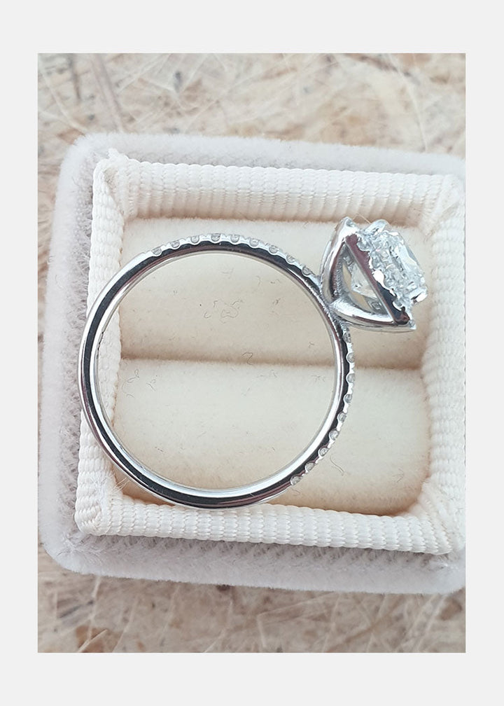 1.50ct Cushion Cut Moissanite Diamond Halo Engagement Ring