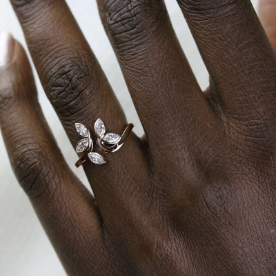 0.60ct Marquise Cut Unique Moissanite Diamond Engagement Ring