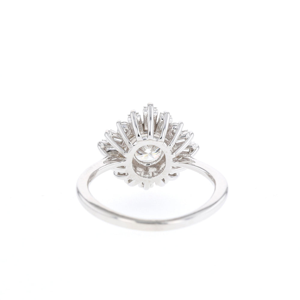 1.05CT Round Moissanite Cluster Diamond Engagement Ring