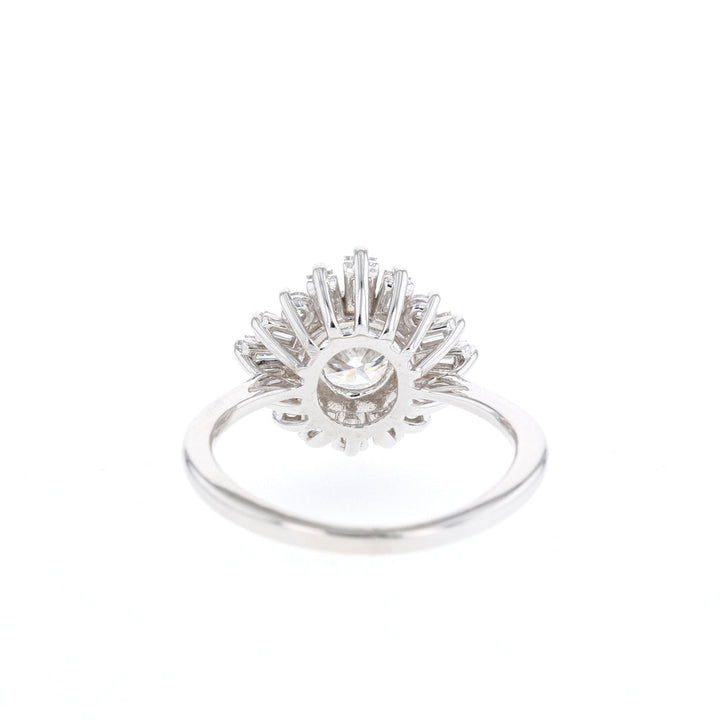 1.05CT Round Moissanite Cluster Diamond Engagement Ring