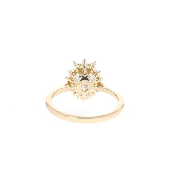 1.25ct Pear Cut Cluster Halo Moissanite Diamond Engagement Ring