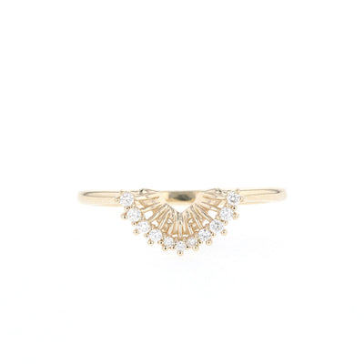 0.08ct Round brilliant Moissanite Unique Curve Diamond Wedding Band