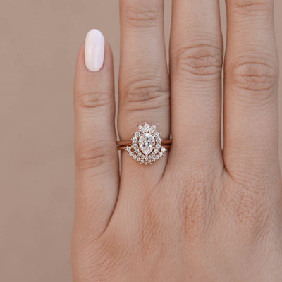 0.08ct Round brilliant Moissanite Unique Curve Diamond Wedding Band