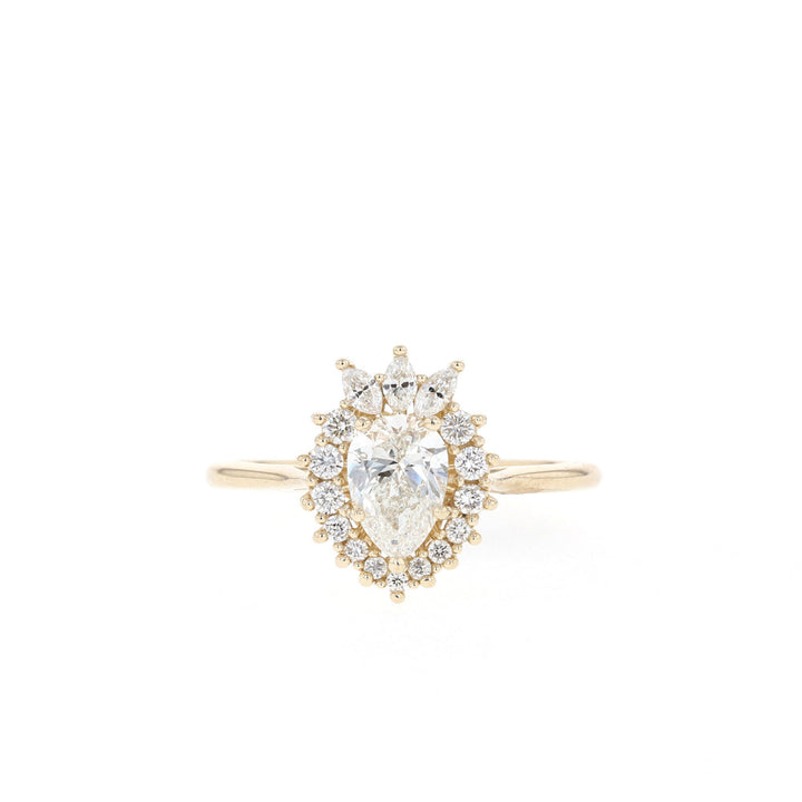 1.25ct Pear Cut Cluster Halo Moissanite Diamond Engagement Ring
