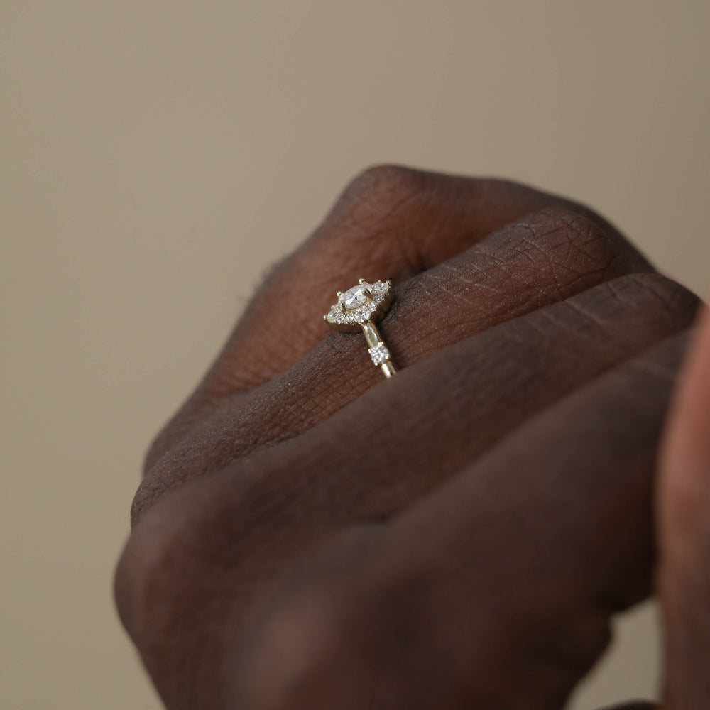 0.25ct Round Cut Halo Moissanite Diamond Engagement Ring