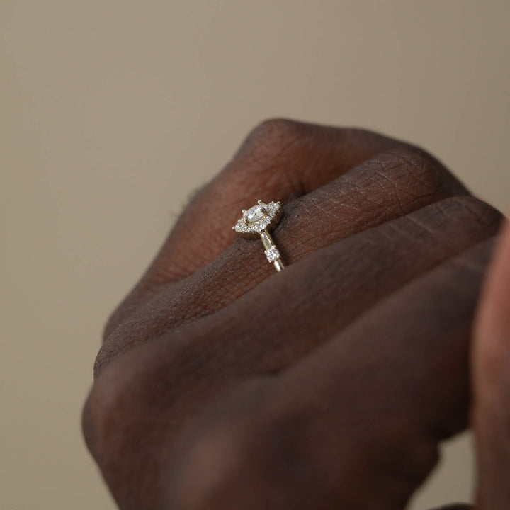 0.25ct Round Cut Halo Moissanite Diamond Engagement Ring