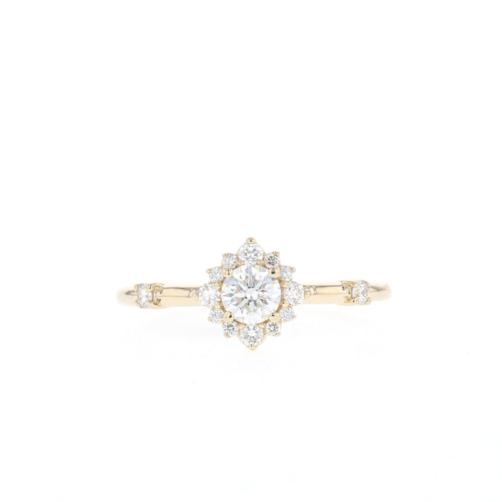 0.25ct Round Cut Halo Moissanite Diamond Engagement Ring