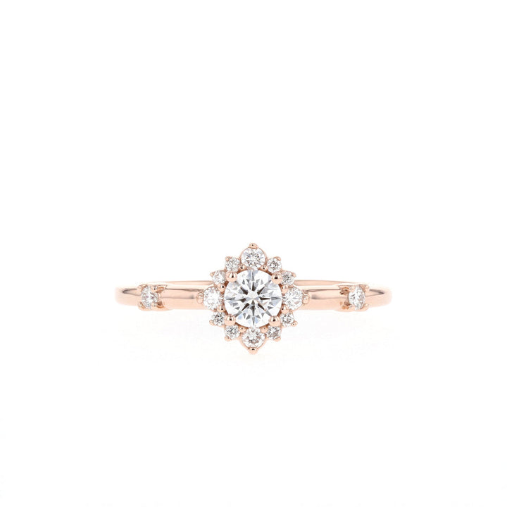 0.25ct Round Cut Halo Moissanite Diamond Engagement Ring