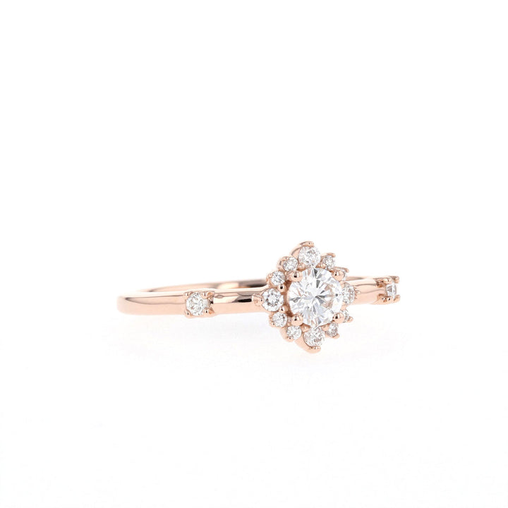 0.25ct Round Cut Halo Moissanite Diamond Engagement Ring