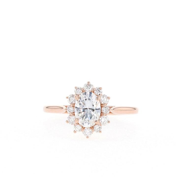 1.5ct-2.5ct Oval Cut Halo Moissanite Diamond Engagement Ring