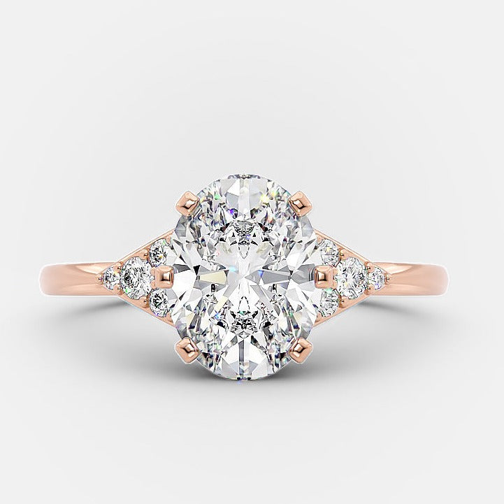 1.50ct Oval Cut Moissanite Diamond Three Stone Engagement Ring