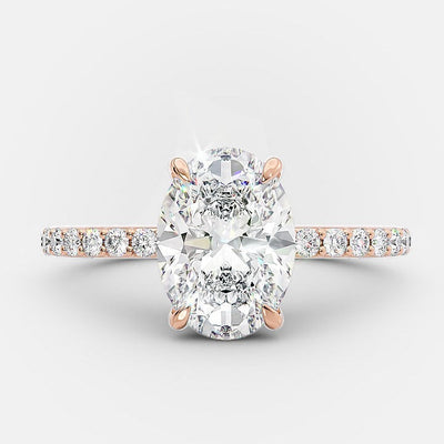 1.50ct Oval Cut Moissanite Diamond Hidden Halo Engagement Ring