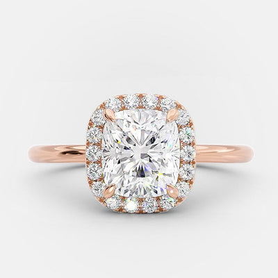 1.50ct Cushion Moissanite Diamond Halo Engagement Ring
