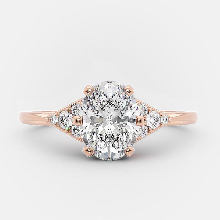 1.0ct Oval Moissanite Diamond 3 Stone Style Engagement Ring