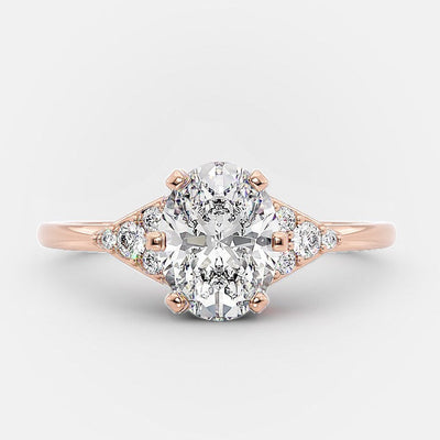 1.0ct Oval Moissanite Diamond 3 Stone Style Engagement Ring