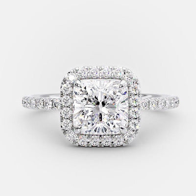 1.50ct Cushion Cut Moissanite Diamond Halo Engagement Ring
