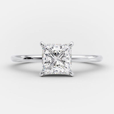 1.0ct Princess Cut Hidden Halo Diamond 14K White Gold Engagement Ring