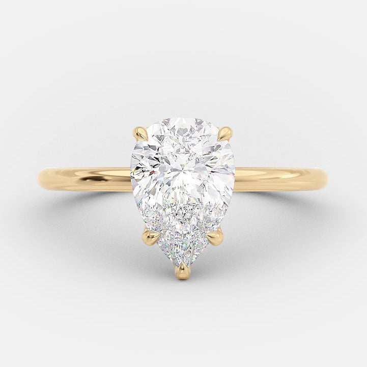 1.31ct Pear Cut Solitaire Moissanite Diamond Engagement Ring