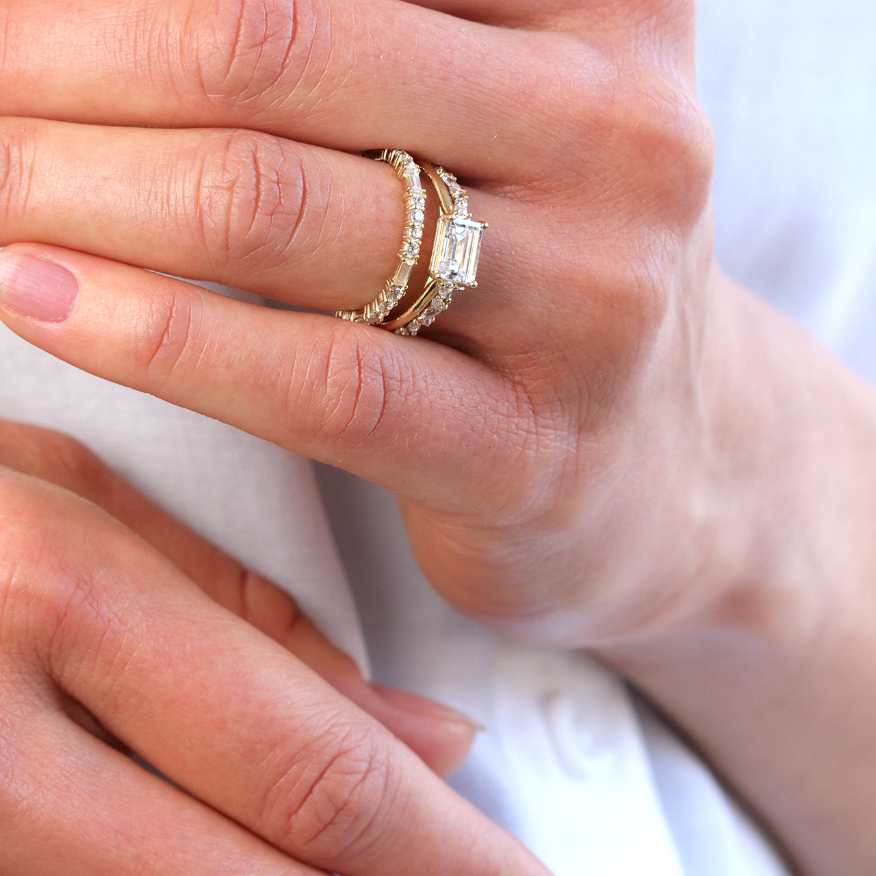 Round and Baguette Cut Full Eternity Wedding Band