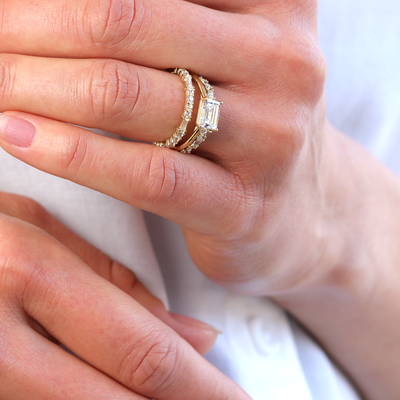 Round and Baguette Cut Full Eternity Wedding Band