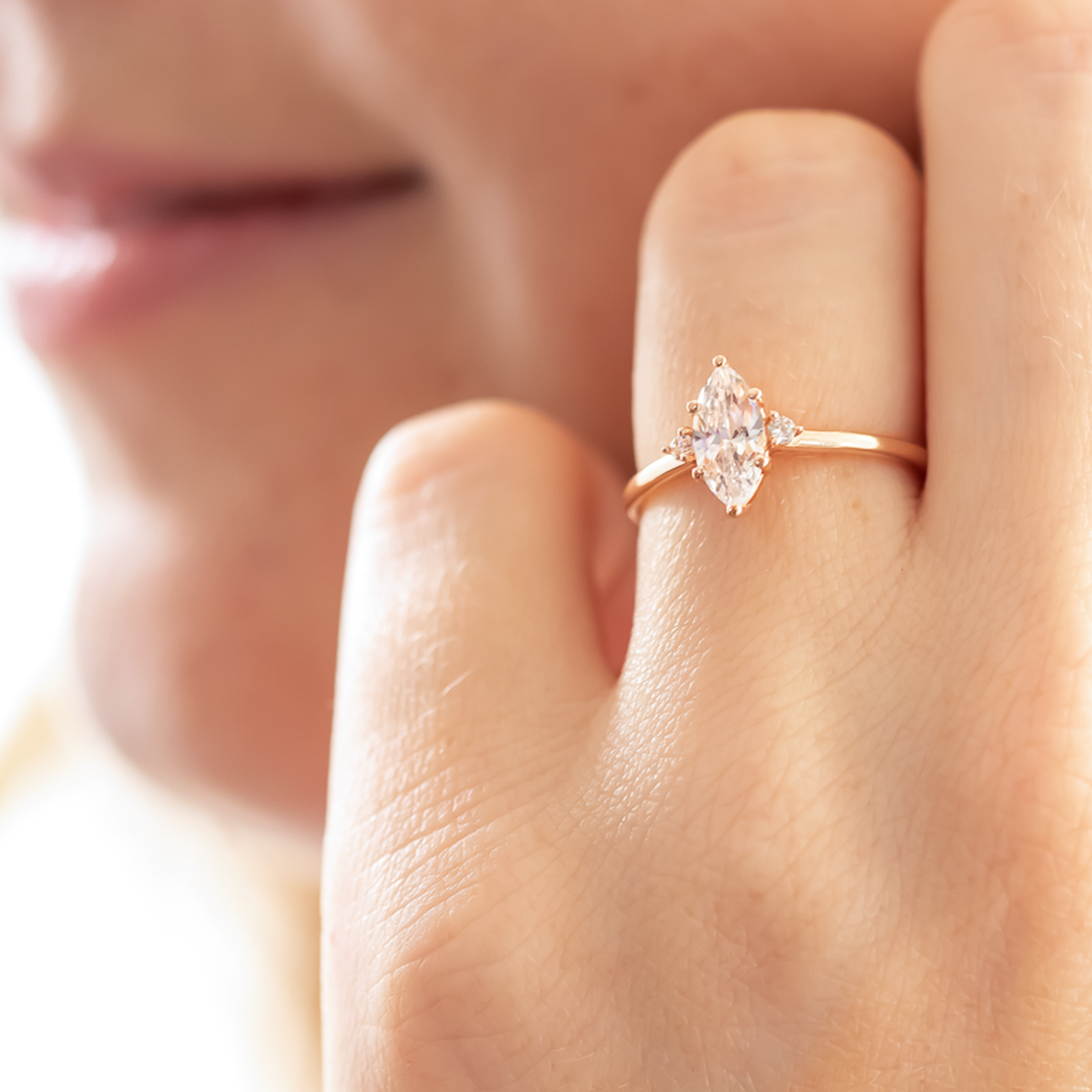 1.0 CT Marquise Cut Moissanite Engagement Ring