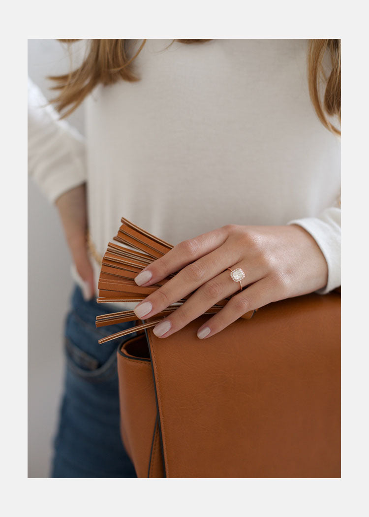 1.50ct Cushion Moissanite Diamond Halo Engagement Ring