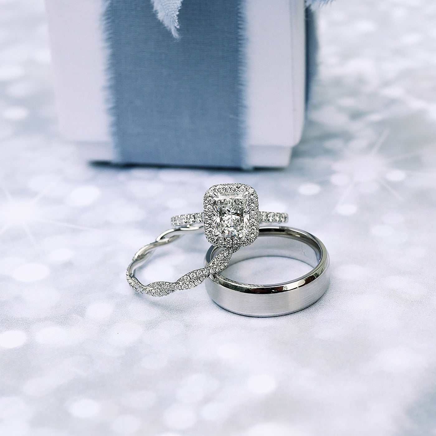 Round Brilliant Cut Full Eternity Twisted Infinite Wedding Band