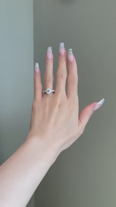 Round Diamond Pave Setting Moissanite Engagement Ring