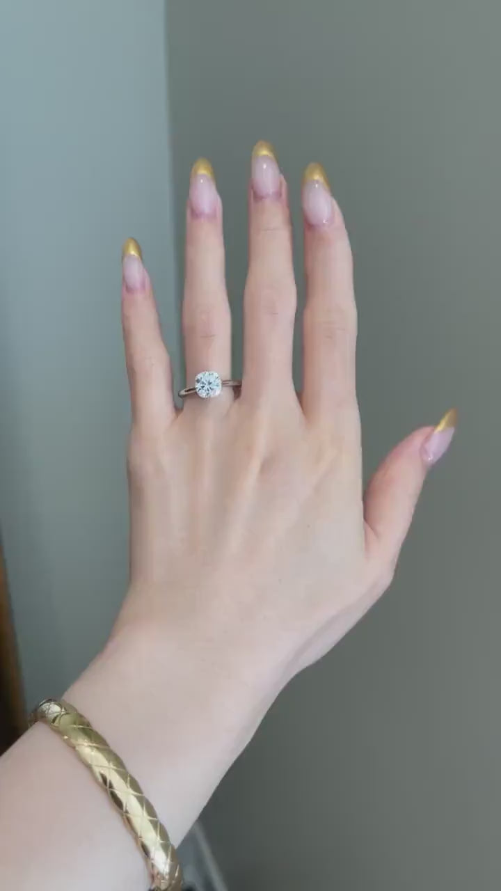 Cushion Diamond Hidden Halo Moissanite Engagement Ring