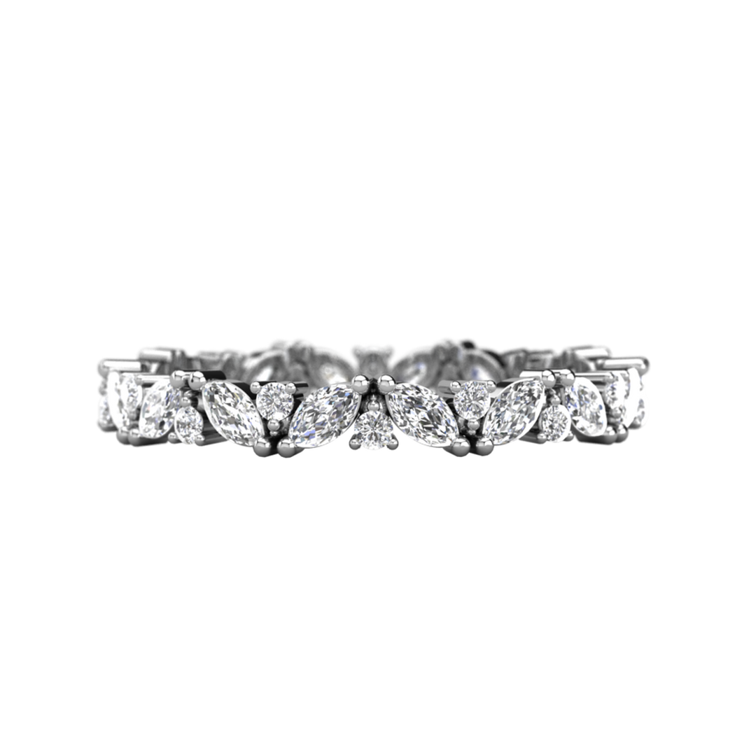 Marquise and Round Cut Full Eternity Wedding Band