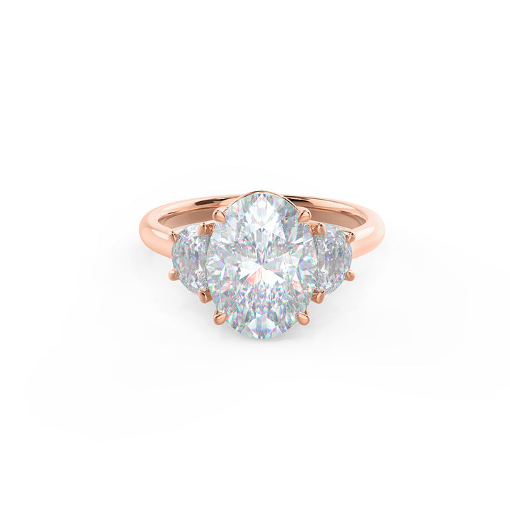 2.25CT Oval Cut Moissanite Half Moon Diamond Engagement Ring