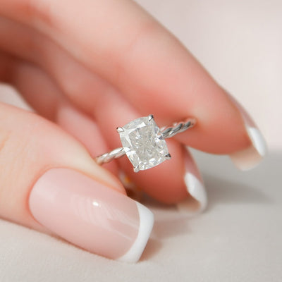 2.0CT Elongated Cushion Cut Moissanite Engagement Ring