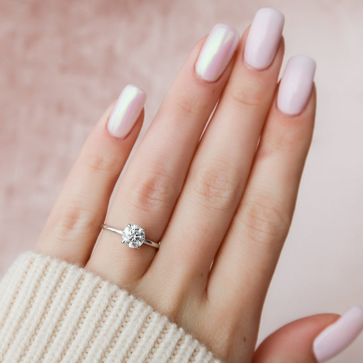 1 CT  Round Cut Moissanite Solitaire Engagement Ring