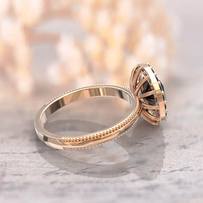 1.0ct Round Brilliant Black Diamond Moissanite Engagement Ring