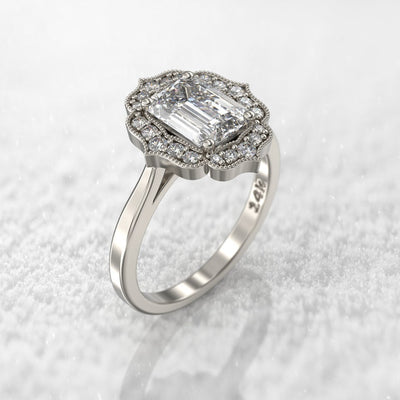 2ct Emerald Cut Diamond Moissanite Engagement Ring