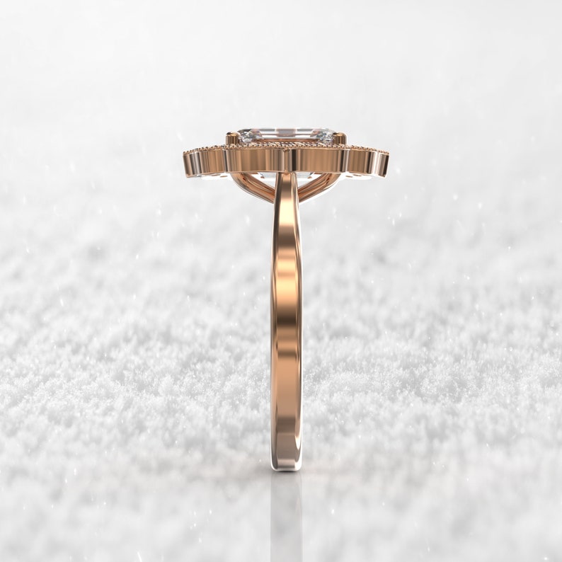 2ct Emerald Cut Diamond Moissanite Engagement Ring