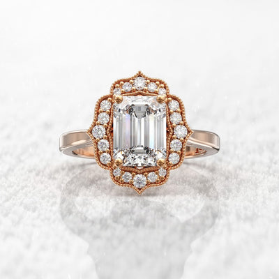 2ct Emerald Cut Diamond Moissanite Engagement Ring